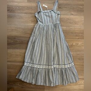 Max Studio London Smocked Boned Bodice Cotton Maxi Dress M NWT $178 Boho